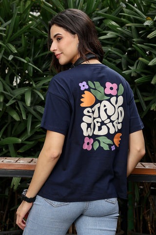 Women's 100% Cotton Typography Printed T-Shirt | Round Neck Short Sleeves Casual Tee