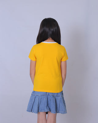 Girls Yellow Round Neck T-Shirt