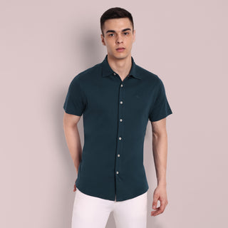 Men Navy Semi Casual Shirt