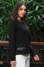 ONE SKY Women's Printed & Typographic Full Sleeve T-Shirt | Cotton Modal Blend Round Neck Top | Soft & Stretchy