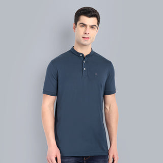 MENS SOLID NAVY PURE COTTON POLO TSHIRT