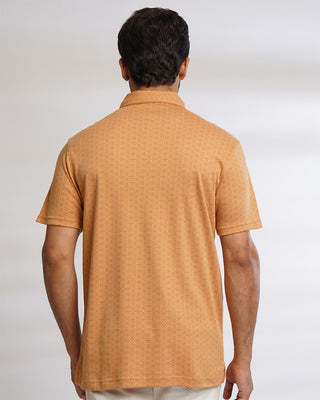 Men Brown Printed Polo T-Shirt