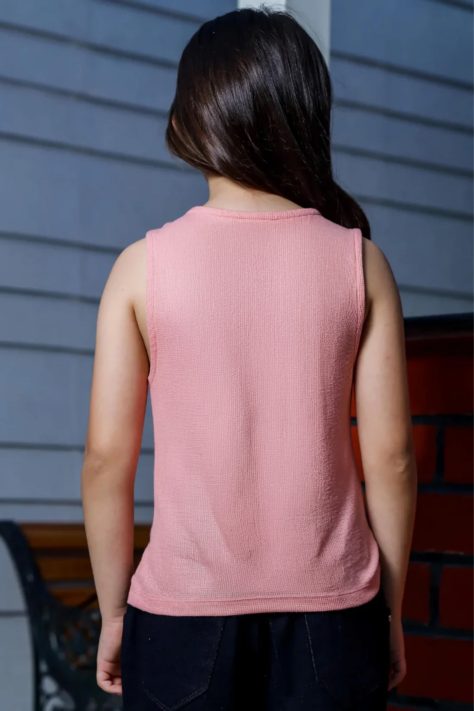 Girls Coral Almond Sleeveless Top