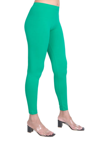 ONE SKY WOMEN SPOT GREEN SOLID LEGGINGS