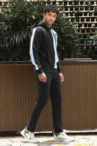 Men’s Colorblock Tracksuit Set | Hooded Zip-Up Jacket & Drawstring Joggers | Cotton Blend | Mid-Rise Flat Front | 4 Pockets | Long Sleeves | Casual Athleisure Sportswear