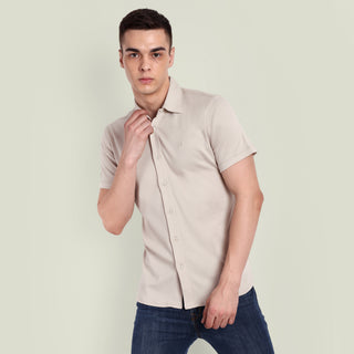 Men Beige Semi Casual Shirt