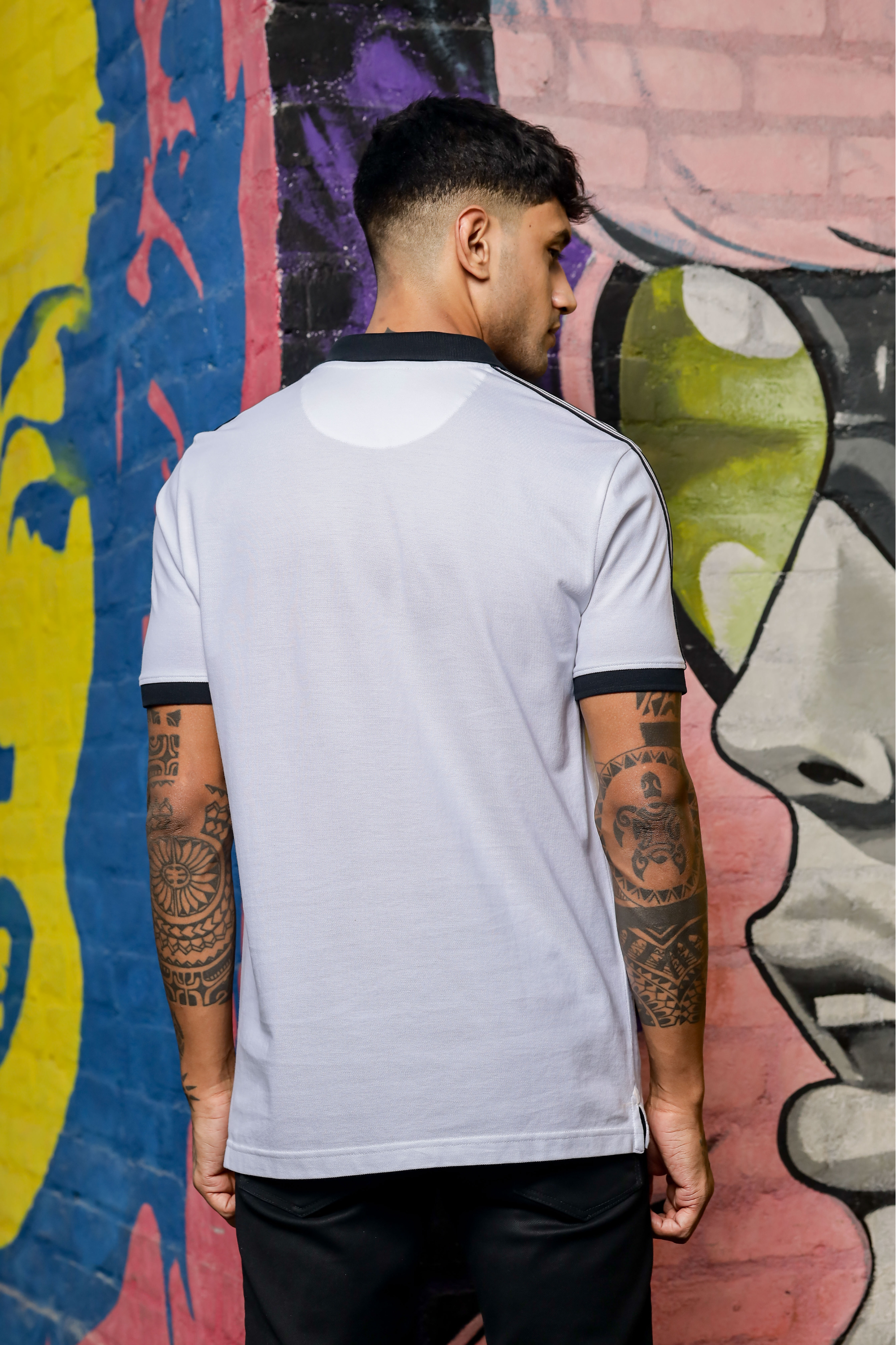 Mens Pure Cotton White Designer Polo Tshirt