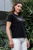 WOMEN ROUND NECK BLACK T SHIRT