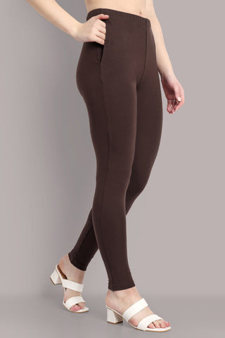 WOMENS DEEP BROWN REGULAR LENGTH POCKET LEGGING