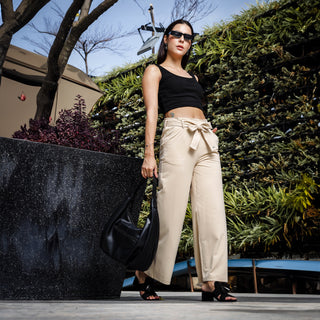 Womens High Waist Straight Fit Pant Cotton Blend Casual Trouser