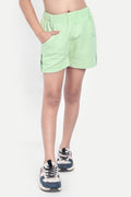 Girls' Stylish Elastic Waist Shorts with Front Pockets & Side Button Detailing