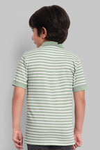 Boys Classic Cotton Polo T-Shirt with Stripes Green