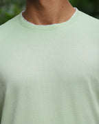 Men's Green Self Textured Full Sleeve Crew Neck T-shirt
