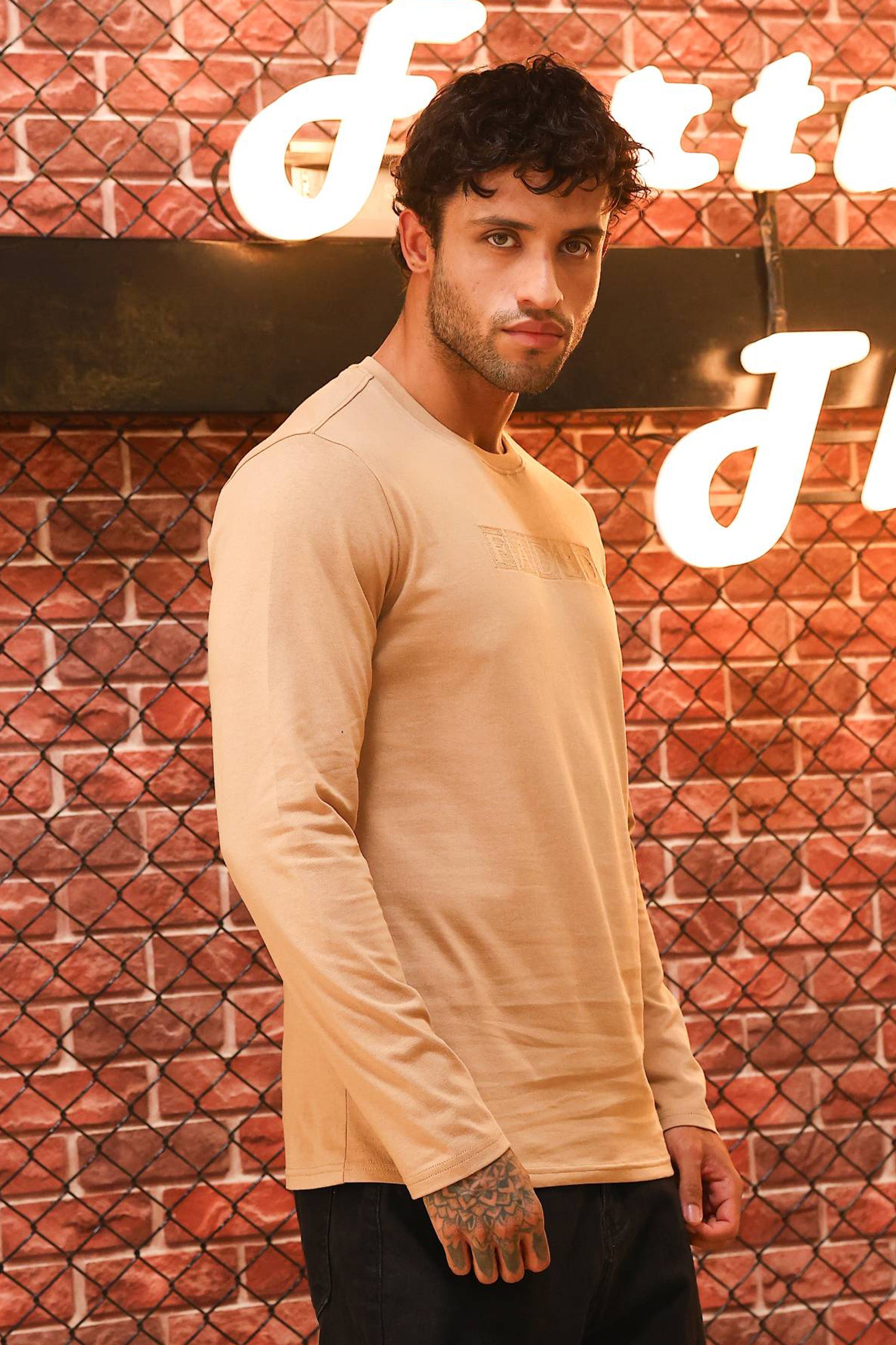 Men’s 100% Cotton Solid Full Sleeve T-Shirt | Round Neck Long Sleeve Casual Tee | Soft Breathable Fabric | Machine Washable