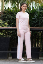 ONE SKY Women’s 100% Cotton Half Sleeve Co-Ord Set | Round Neck Top & Mid Rise Drawstring Bottom | Striped Design | 2 Pockets | Casual Wear | Machine Wash