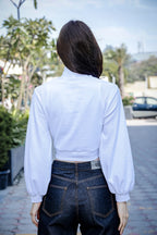Women's 3-in-1 Versatile Crop Top with High Neck Inner & Full Sleeve Outer