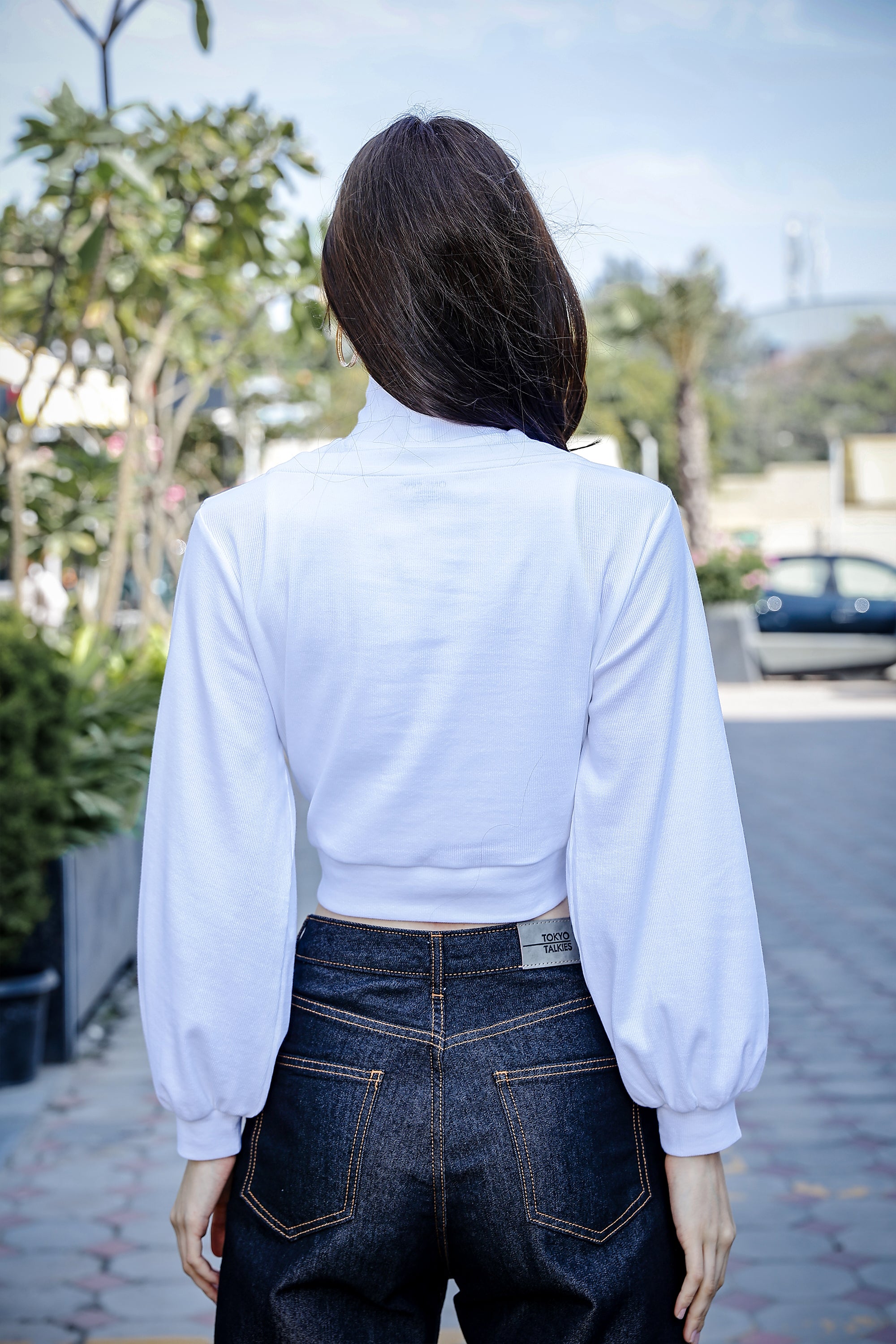 Women's 3-in-1 Versatile Crop Top with High Neck Inner & Full Sleeve Outer