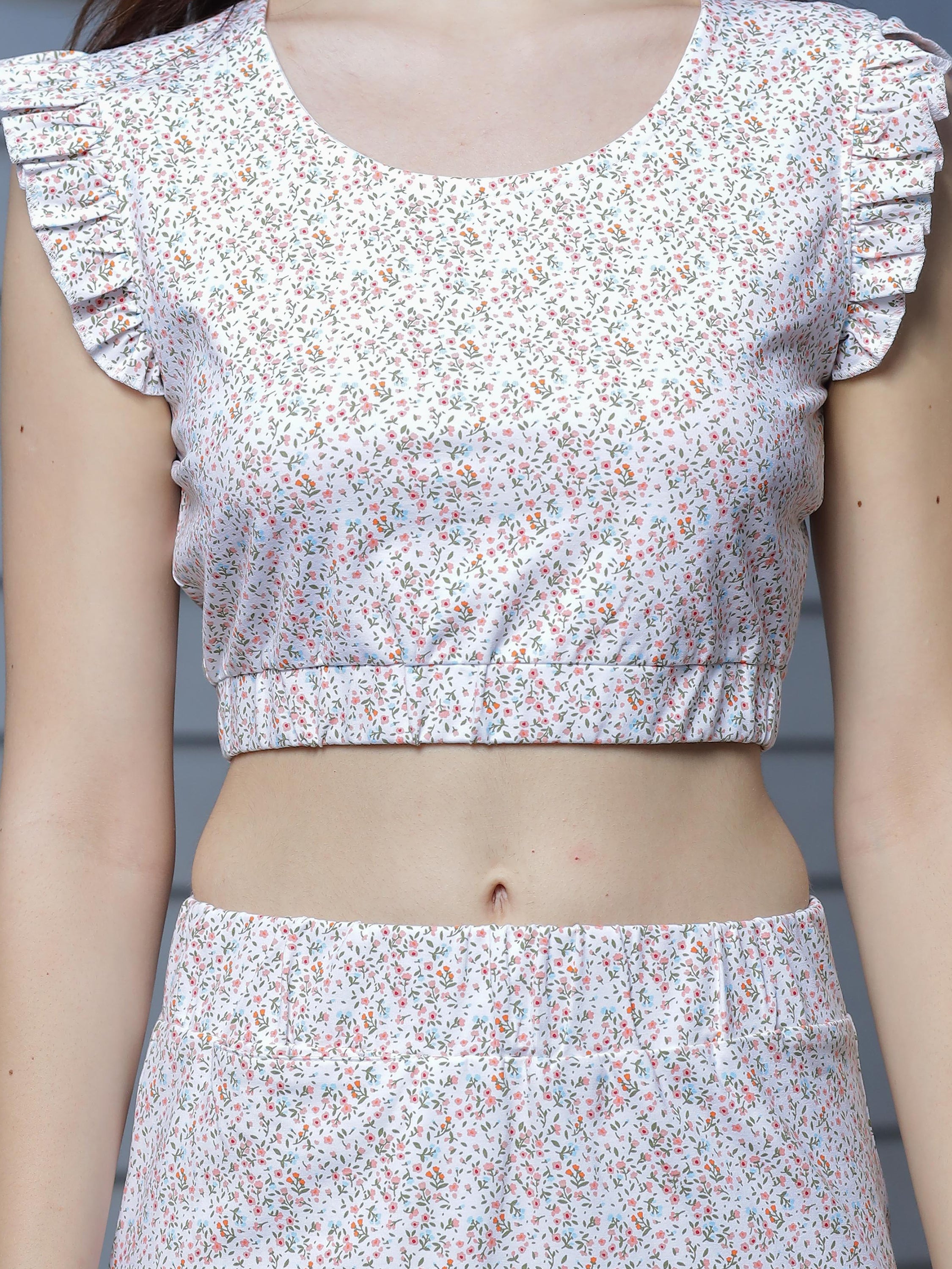 Womens Floral Printed Top & Skirt Combo