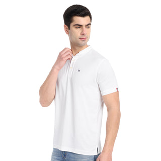 Men White Pure Cotton Polo T-Shirt