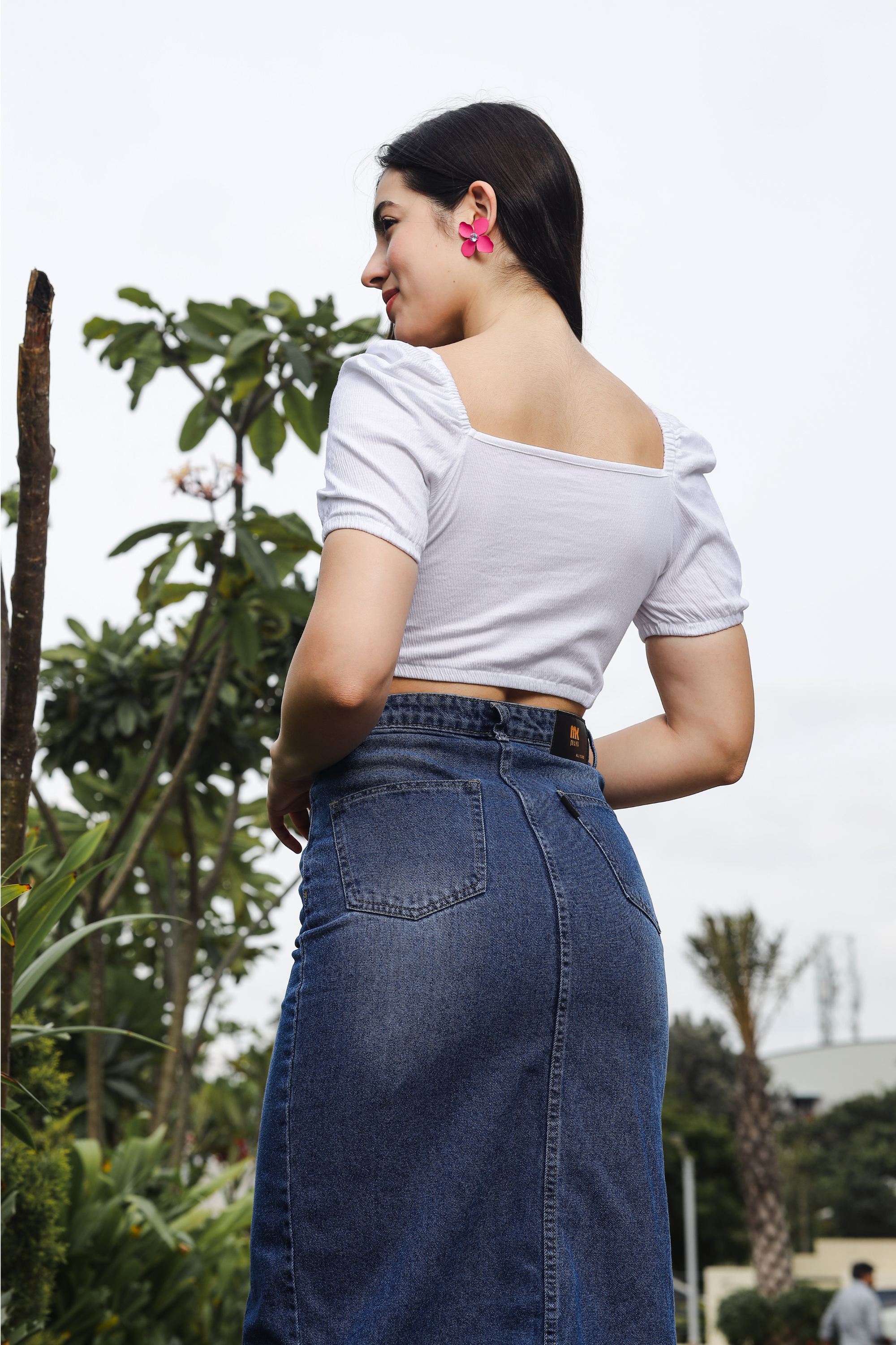 Womens Puff Sleeves Square Neck Crop Top with Tessles