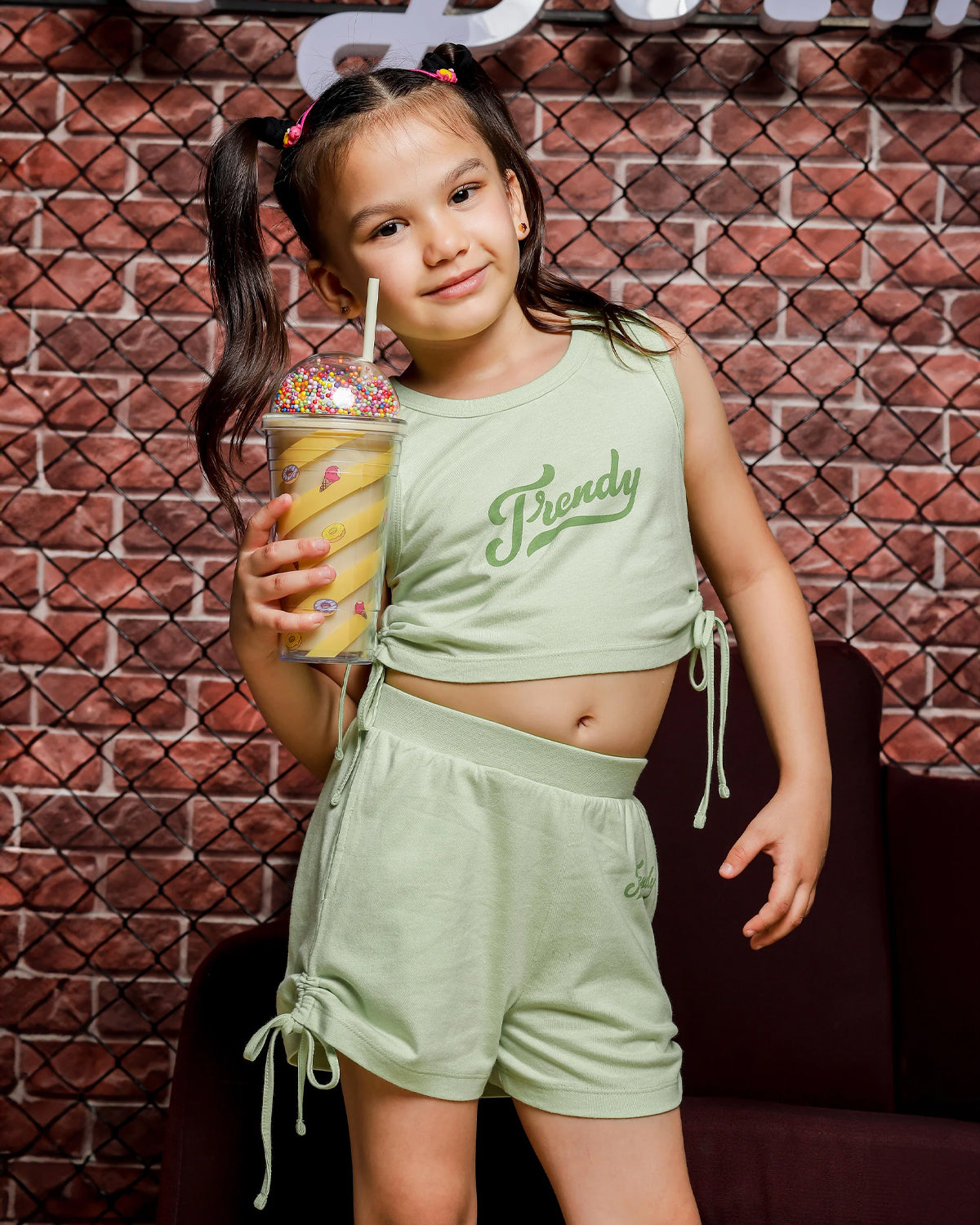 ONE SKY Girls Co-ord Set Top with Shorts