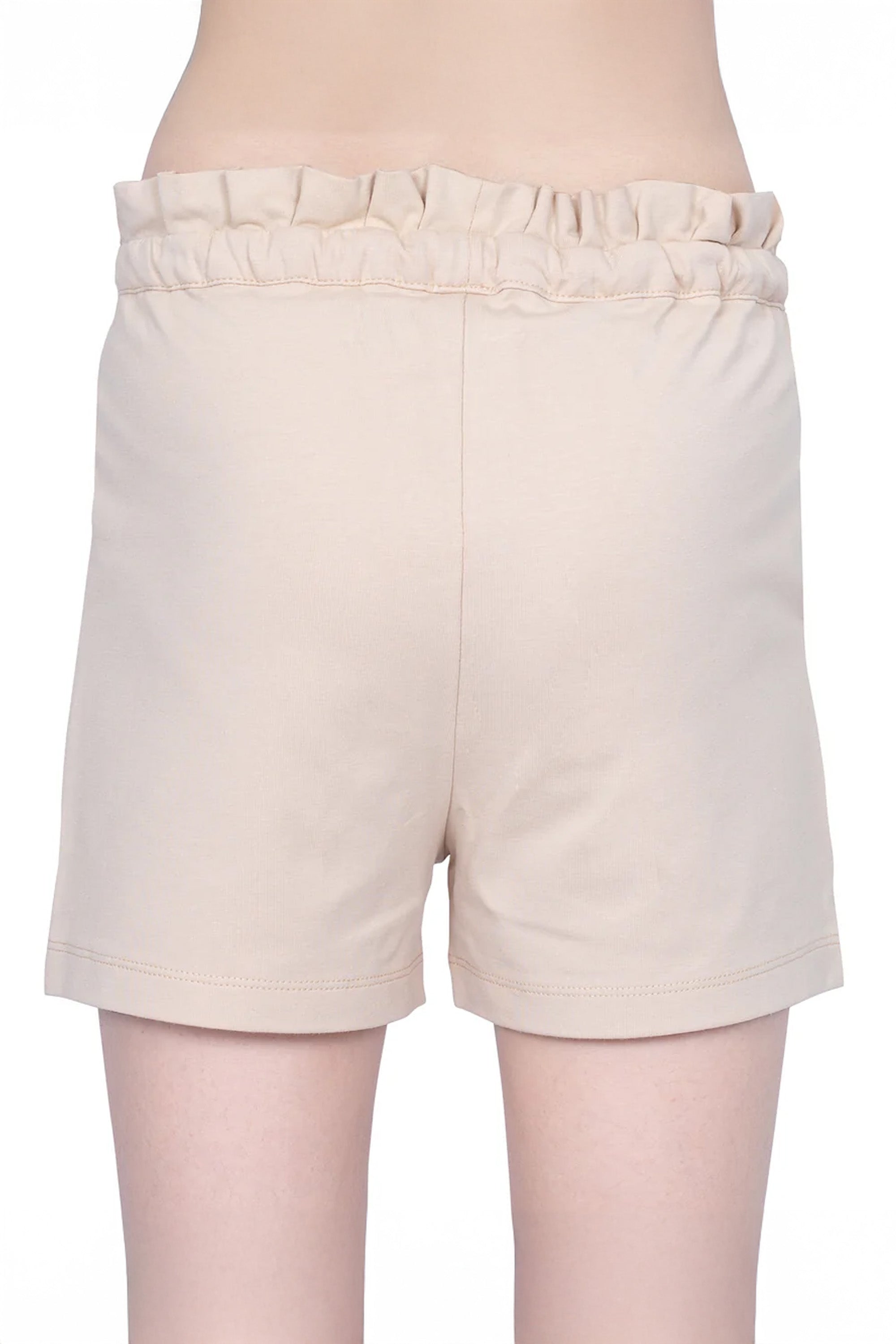 GIRLS BEIGE FRILL SHORTS