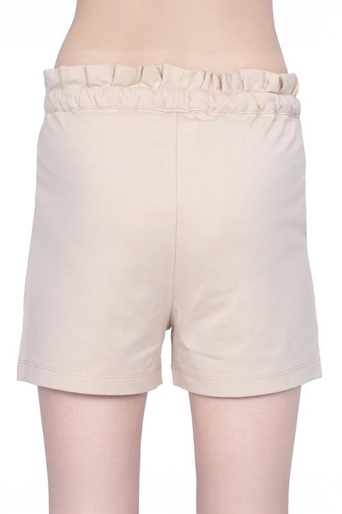 GIRLS BEIGE FRILL SHORTS
