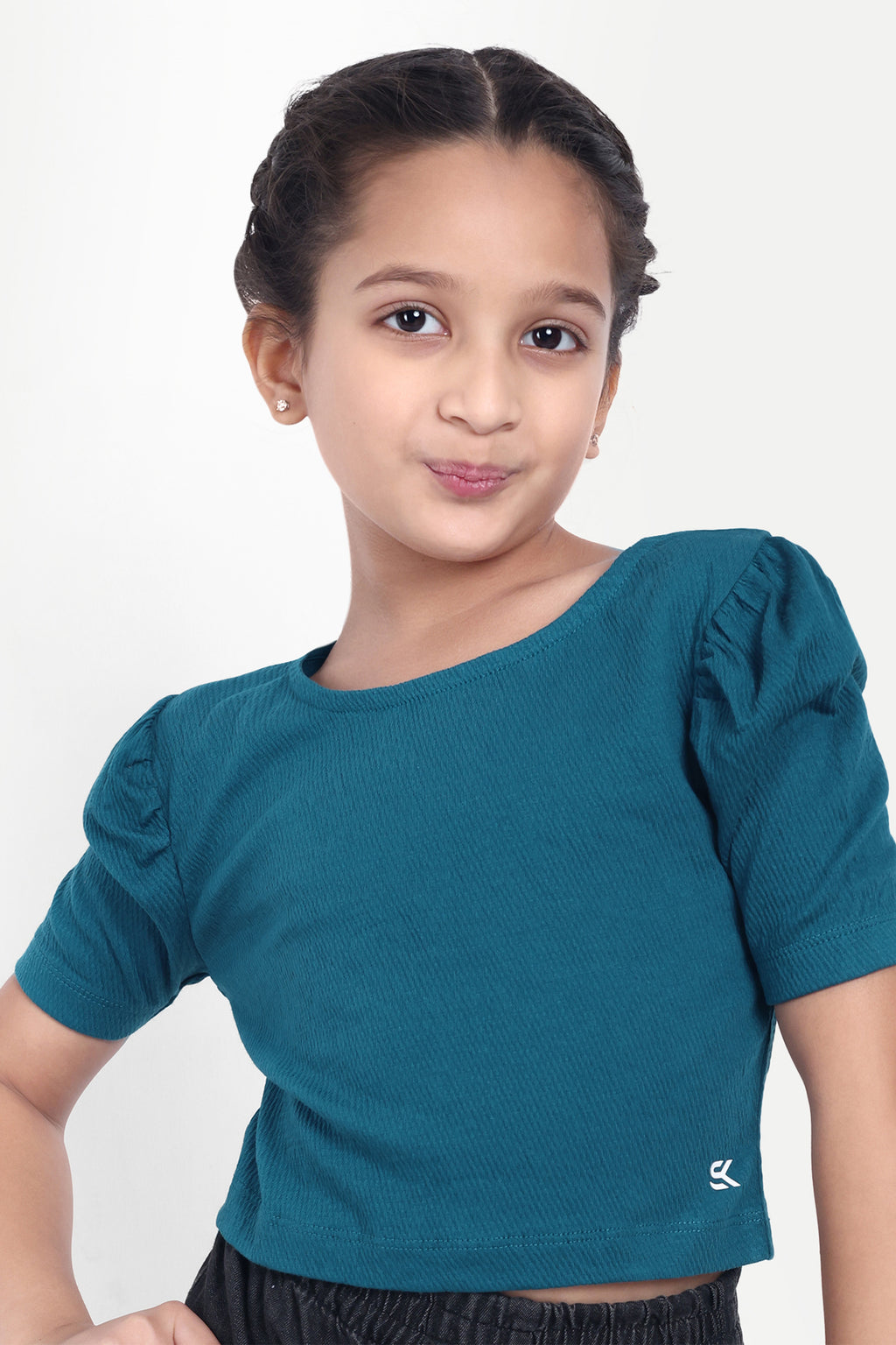 Girls' Cotton Blend Solid Top – Stylish Daily Wear