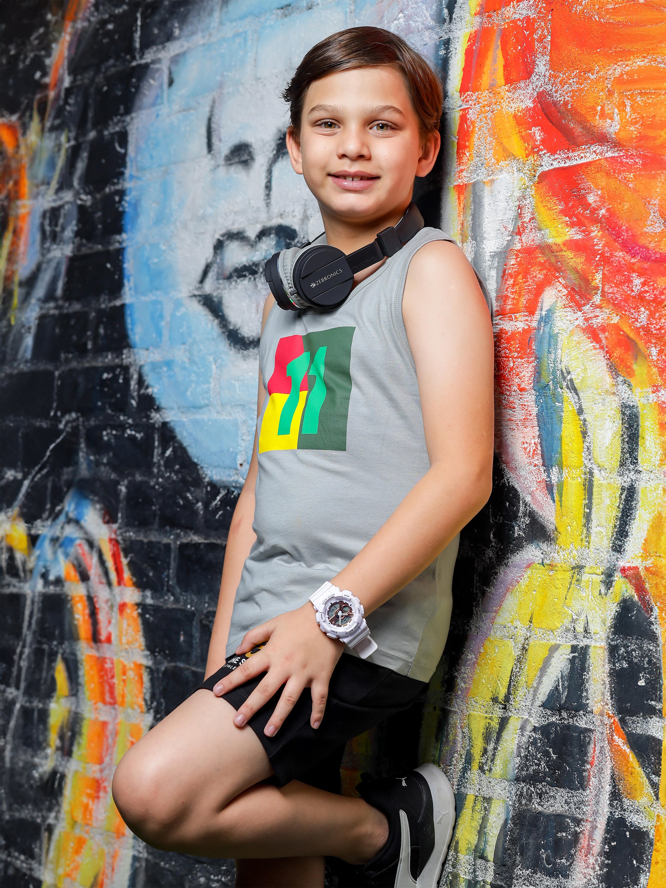 Boys Summer Tank T-Shirt - Cotton Sleeveless Regular Fit Innerwear Tee, Gray
