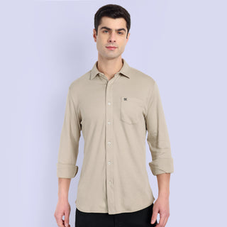 MENS PURE COTTON BEIGE FORMAL SHIRT