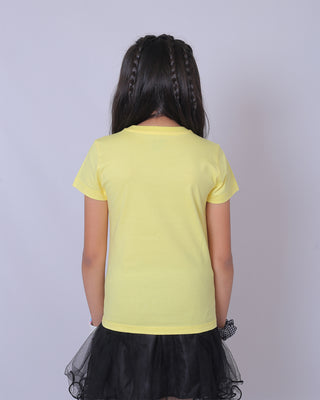 Girls Soft Yellow Floral Printed T-Shirt