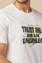 ONE SKY MEN WHITE TYPOGRAPHY PRINTED T SHIRT