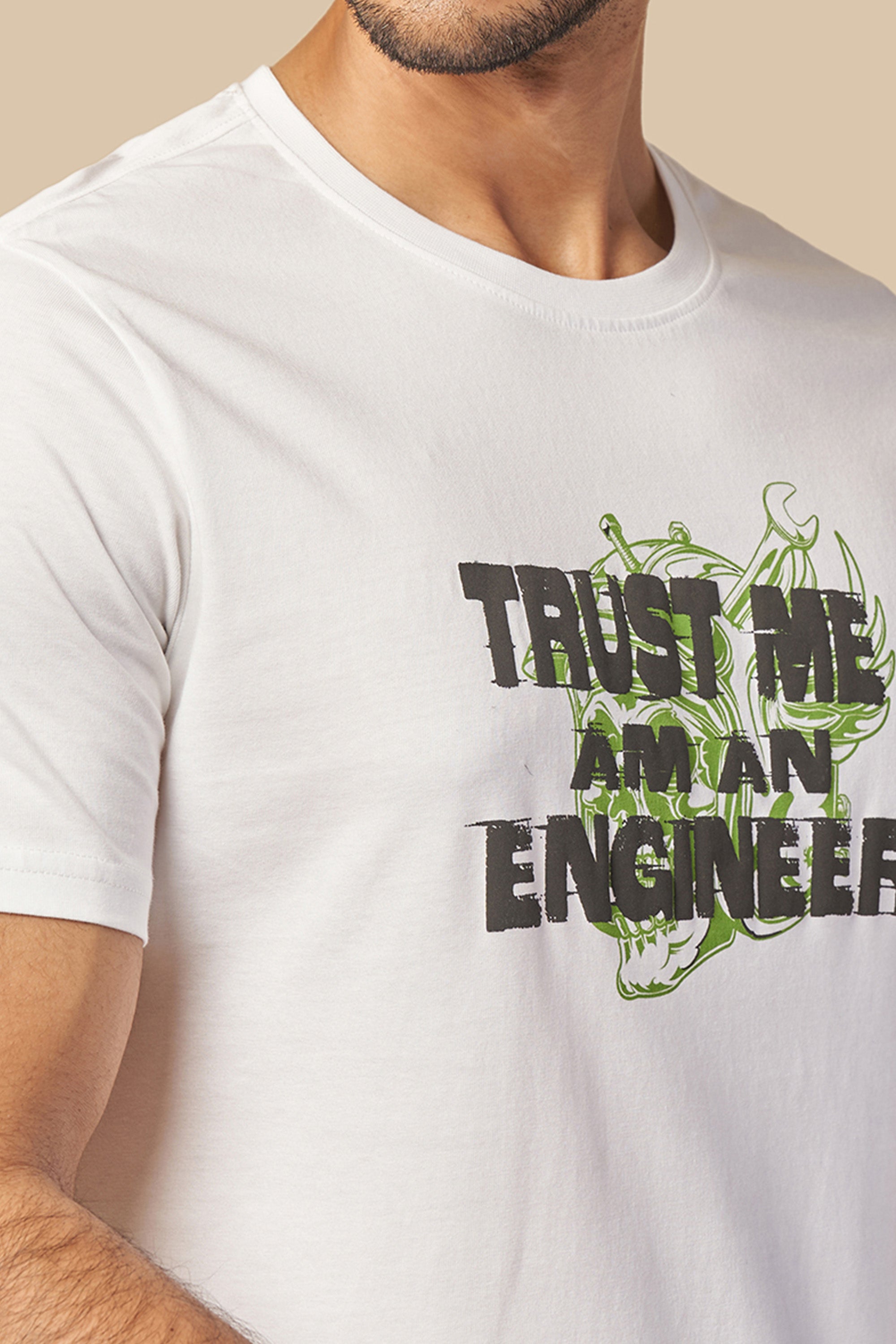 ONE SKY MEN WHITE TYPOGRAPHY PRINTED T SHIRT