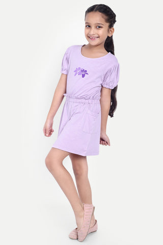 Girls' Floral Print Dress with Pockets