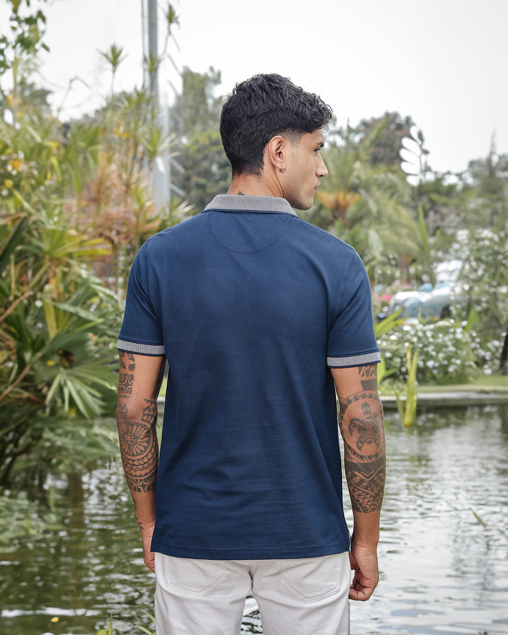 Men's Navy Pure Cotton Polo T-Shirt
