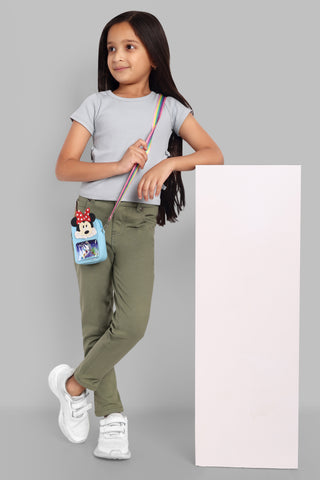 Girls Cotton Slim Fit Chinos Olive