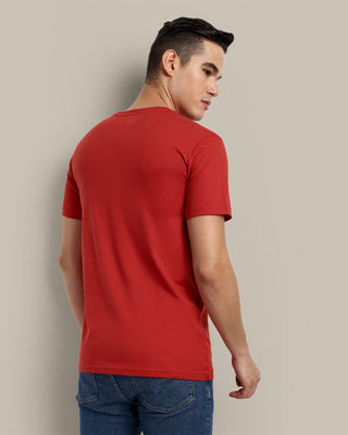 Men Classic Red Round Neck T-Shirt