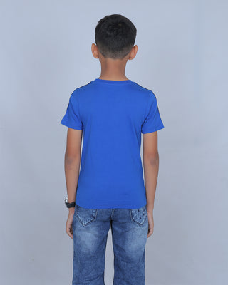 Boys Royal Printed Round Neck T-Shirt