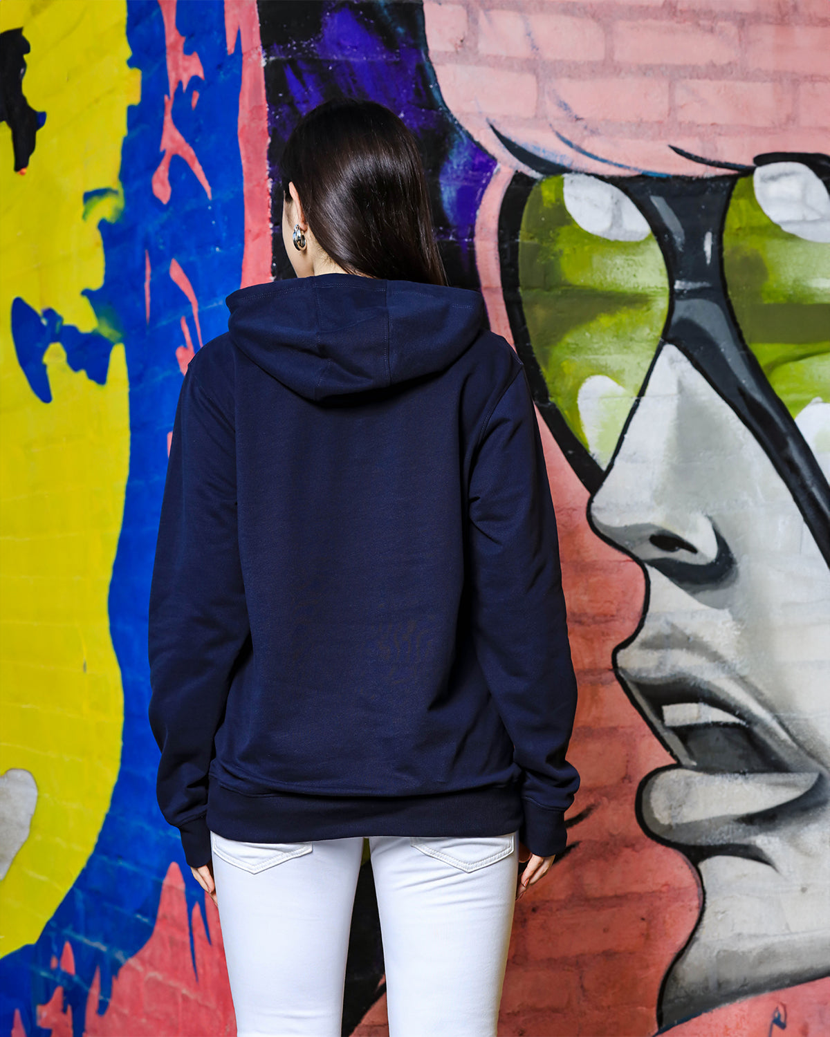 Women's Typography & Unique Printed Hoodie, Navy Blue Sweatshirt