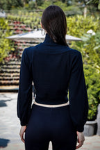 Women's 3-in-1 Versatile Crop Top with High Neck Inner & Full Sleeve Outer