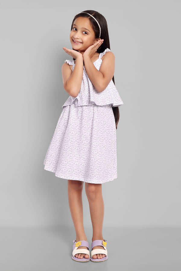 Girls Cotton Floral Print Sleeveless Dress