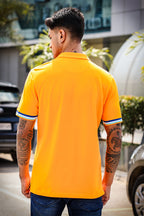 Men's Pure Cotton Polo T-shirt with Multicolor Piping