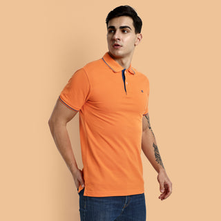 Men Bright Orange Polo T-Shirt