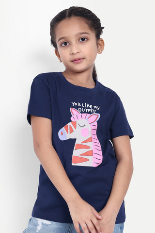 Girls' Round Neck Graphic T-Shirt
