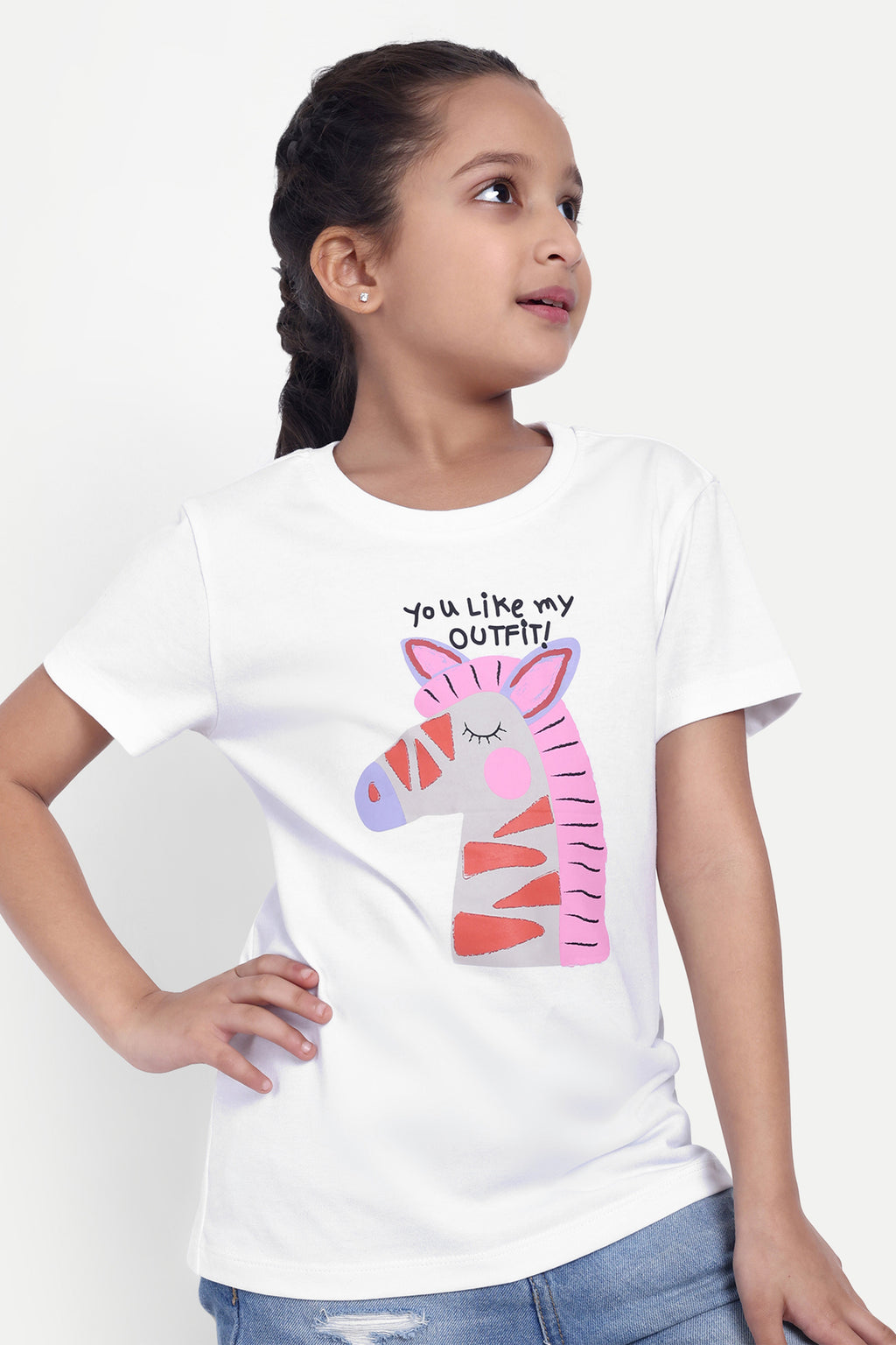 Girls' Round Neck Graphic T-Shirt