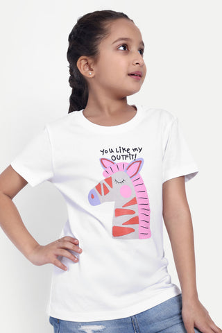 Girls' Round Neck Graphic T-Shirt