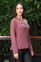 ONE SKY Women's Printed & Typographic Full Sleeve T-Shirt | Cotton Modal Blend Round Neck Top | Soft & Stretchy