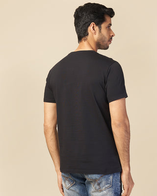 MENS PRINTED BLACK ROUND NECK TSHIRT