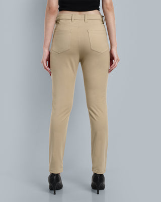 Women Beige Regular Fit Casual Pant