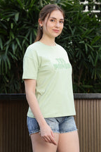ONE SKY Women’s 100% Cotton Half Sleeve T-Shirt – Round Neck Typography Printed Top, Casual Pull-On Tee, Machine Washable